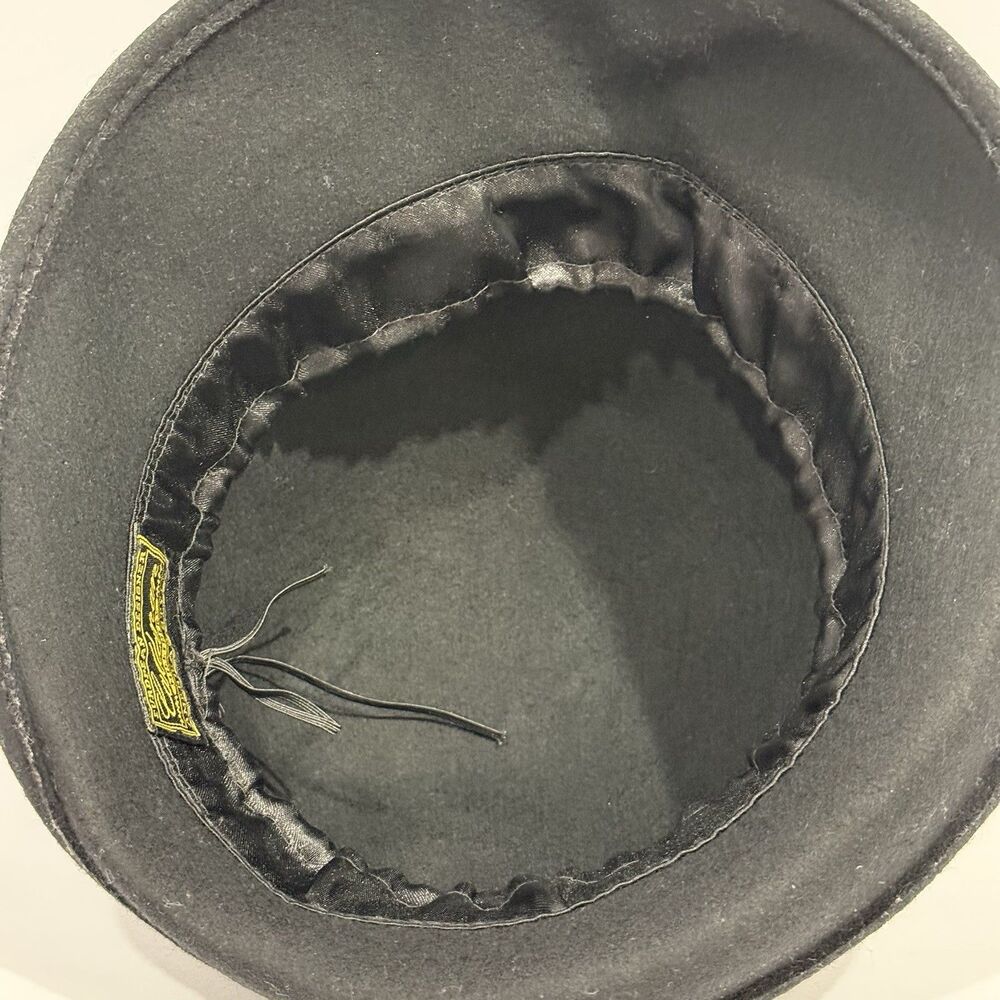 Callanan Cloche Bucket Bowler Hat Black 100% Wool Bow Bohemian City One Size - Picture 8 of 16